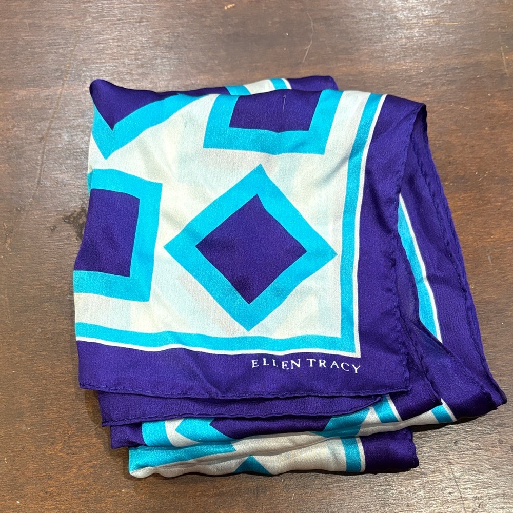 Ellen Tracy Blue and Purple Geometric Scarf